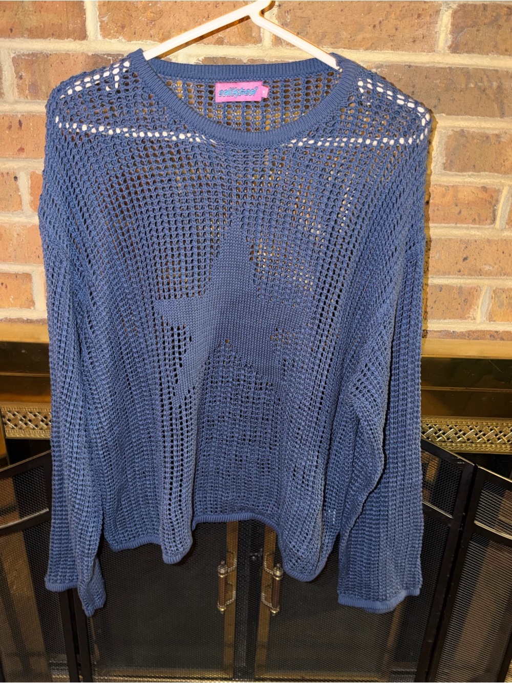Edikted Open Knit Star Sweater in Blue
